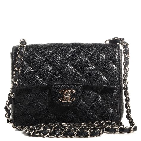 chanel mini flap caviar black|CHANEL Caviar Mini Square Flap Black.